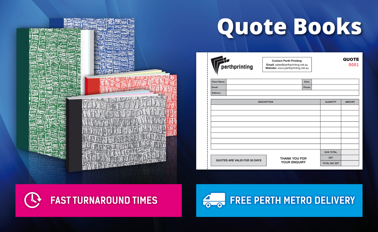 Carbonless NCR Quote Books Designed and Printed by Perth Printing
