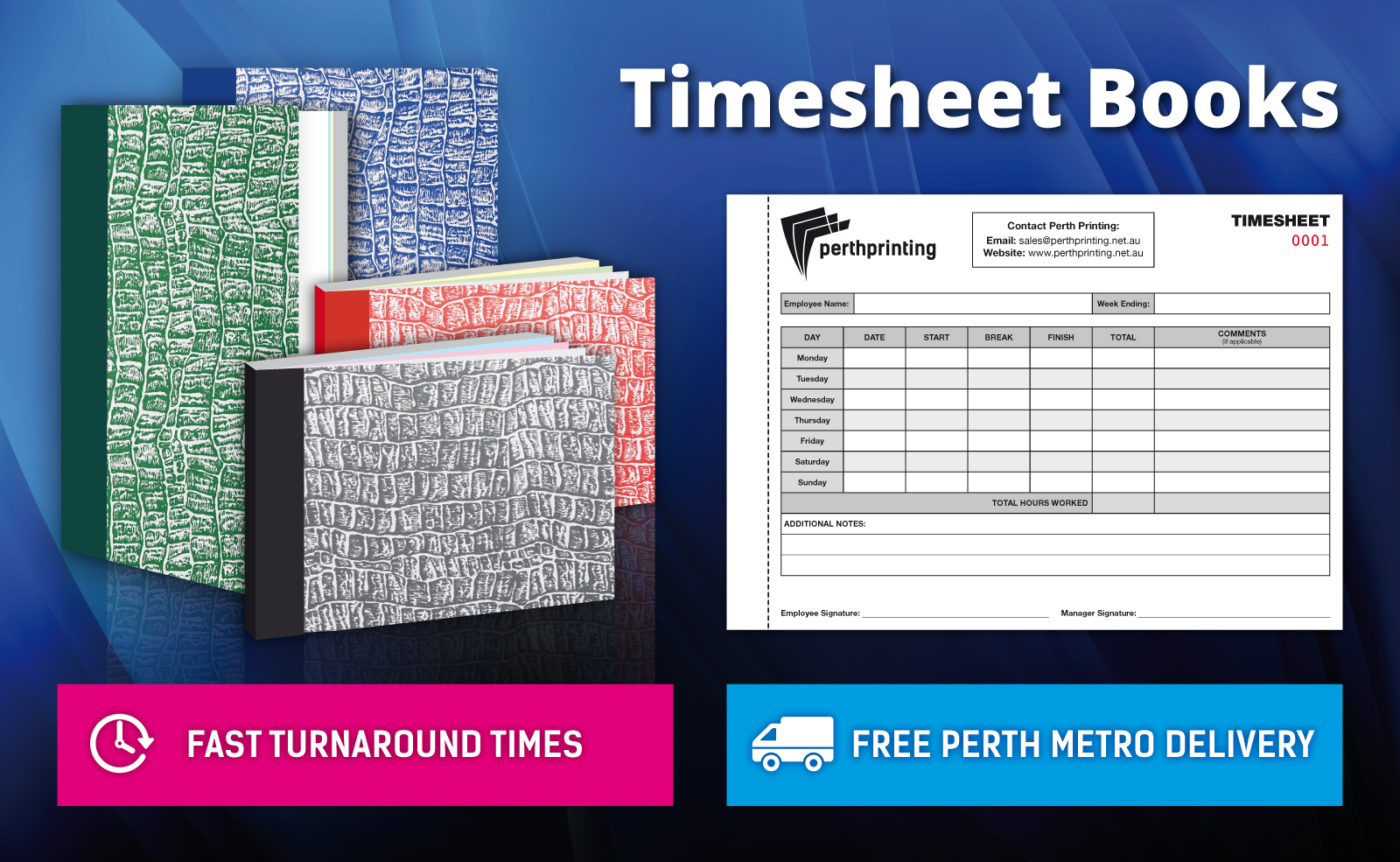 Carbonless NCR Timesheet Books Designed and Printed by Perth Printing